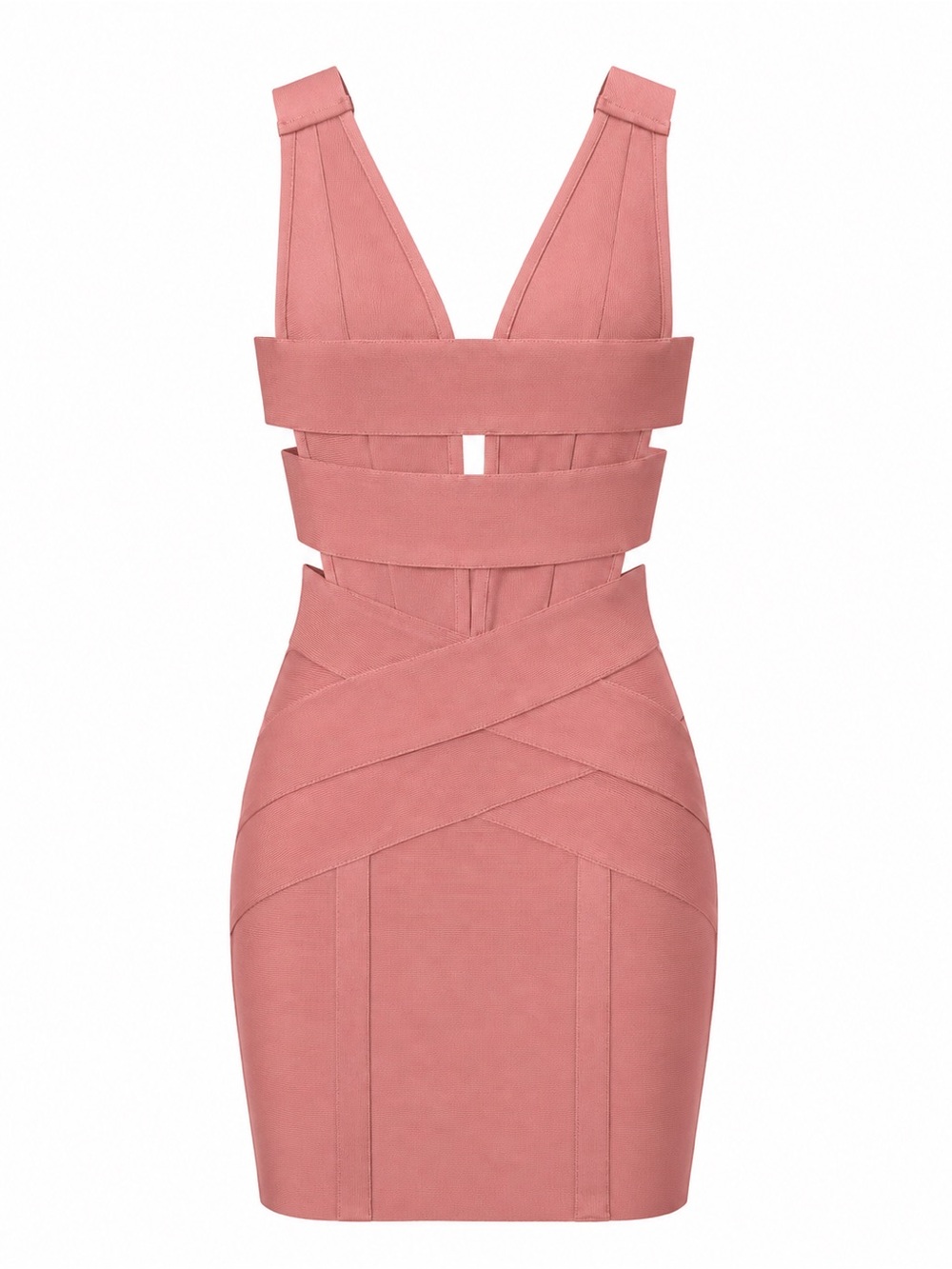 ANGL Dusty Rose Strappy Bandage Mini Dress